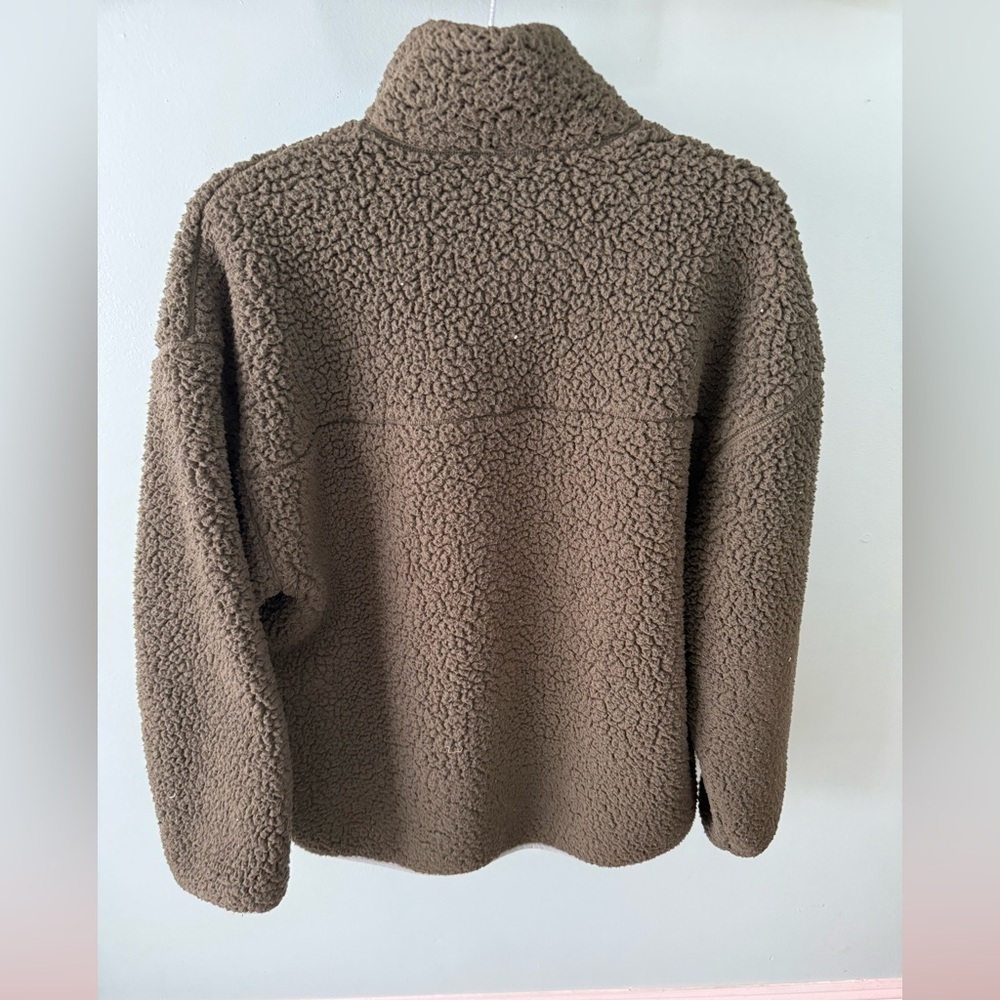 Express OVERSIZED Cozy Button Down Teddy Fleece Jacket - Picture 3 of 5